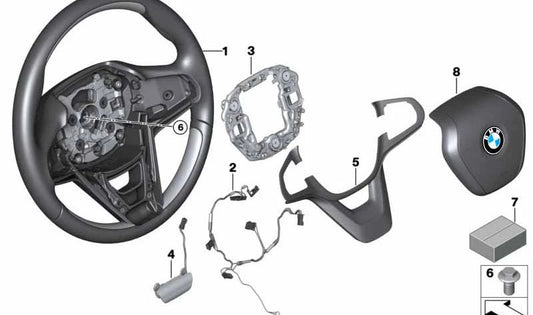 Volante en Cuero/Madera Fresno Marrón para BMW G11, G12 (OEM 32309867117). Original BMW