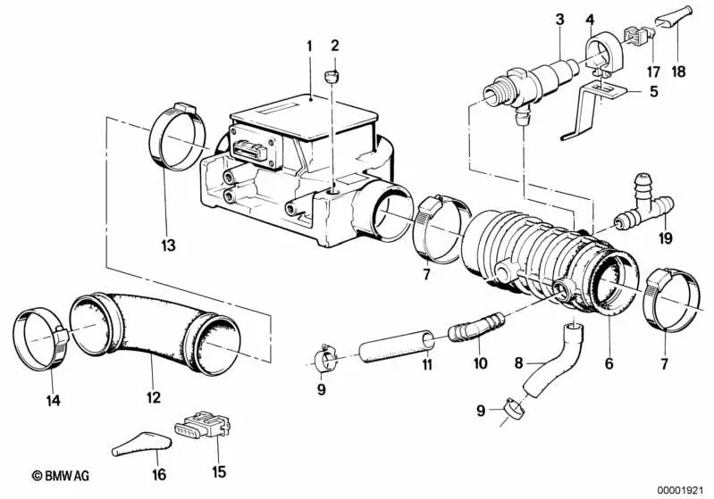 Tubo de ventilación para BMW E28, E34, E24, E23, E32 (OEM 11151276485). Original BMW