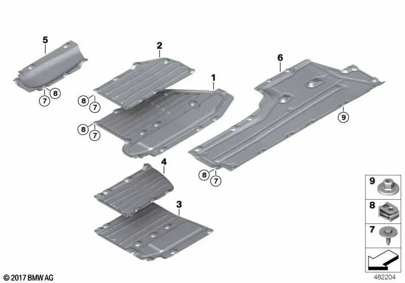 Proteção do fundo lateral direito para BMW F91, F92 (OEM 51618079354). BMW original.