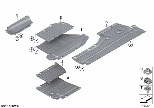 Protección del fondo lateral derecho para BMW F91, F92 (OEM 51618079354). Original BMW.