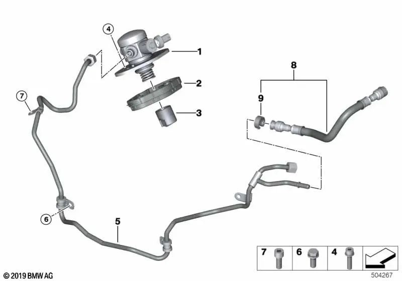 Manguera de combustible de avance para BMW G30, G30N, G31N Serie 7 G11N, G12N Serie 8 G14, G15, G16 (OEM 13538699282). Original BMW