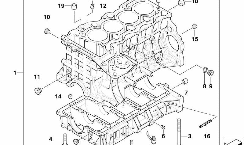 Cárter de cigüeñal con pistón para BMW Serie 1 E81, E82, E87N, E88, Serie 3 E90, E91, E92, E93, Serie 5 E60N, E61N (OEM 11112451632). Original BMW