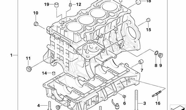 Cilindro con pistón OEM 11112208563 para BMW E87, E90, E92, E93, E84. Original BMW.