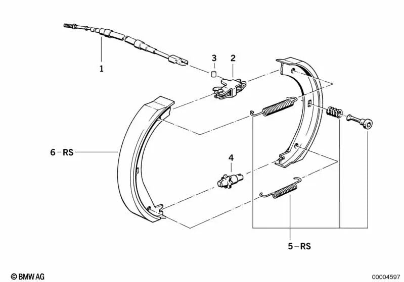 Bowdenzug de freno de estacionamiento de pie izquierdo para BMW Serie 7 E38 (OEM 35511161473). Original BMW