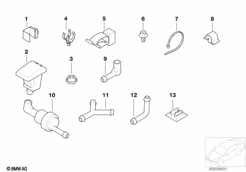 O bico de polvilhe de aquecimento para BMW E36 (OEM 61668376011). BMW original.