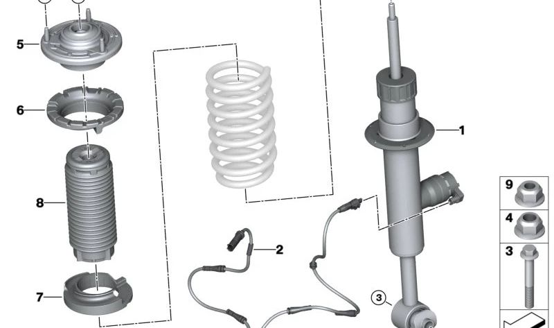 Almohadilla de muelle superior para BMW G60, G68, G90, F91, F92, F93, G14, G15, G16 (OEM 33505A144F6). Original BMW