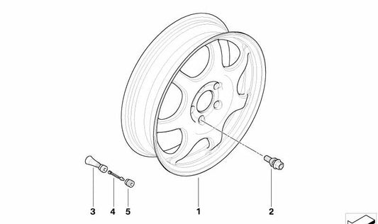 Rueda de emergencia (Notrad) de aleación ligera OEM 36116750316 para BMW X5 E53. Original BMW.