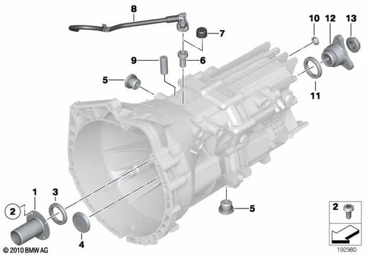 Brida de salida para BMW Serie 1 E81, E82, E87, E87N, E88 Serie 3 E90, E90N, E91, E91N, E92, E92N, E93, E93N Serie 5 E60N, E61N X1 E84 Z4 E85 (OEM 23217564722). Original BMW.