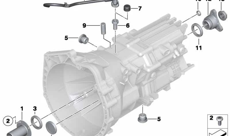 Brida de salida transmisión OEM 23318609366 para BMW F20, F21, F22, F23, F30, F31, F34, F32, F33, F36. Original BMW.