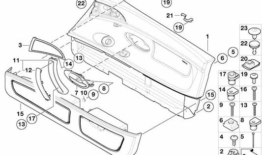 Manilla interior derecha OEM 51418267974 para BMW Z8 (E52). Original BMW.