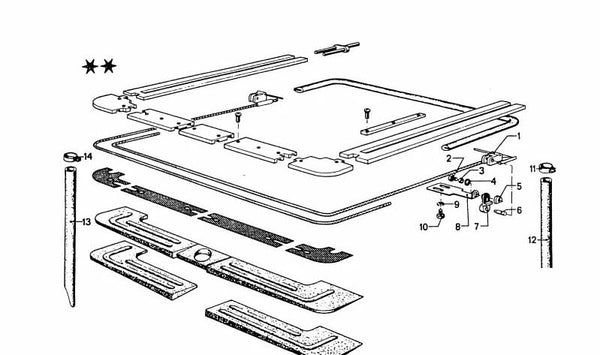 Guía corredera techo solar OEM 54121815144 para BMW Serie 3 (E30). Original BMW.