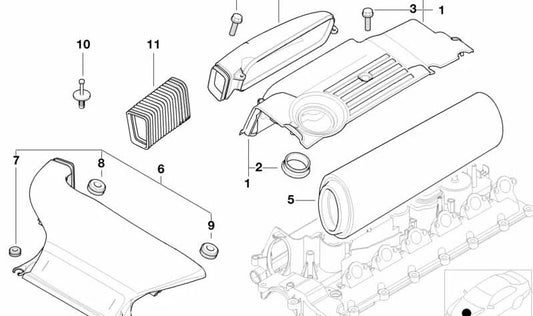 Decoupling element for BMW E46, E60, E61 (OEM 13717781445). Original BMW.