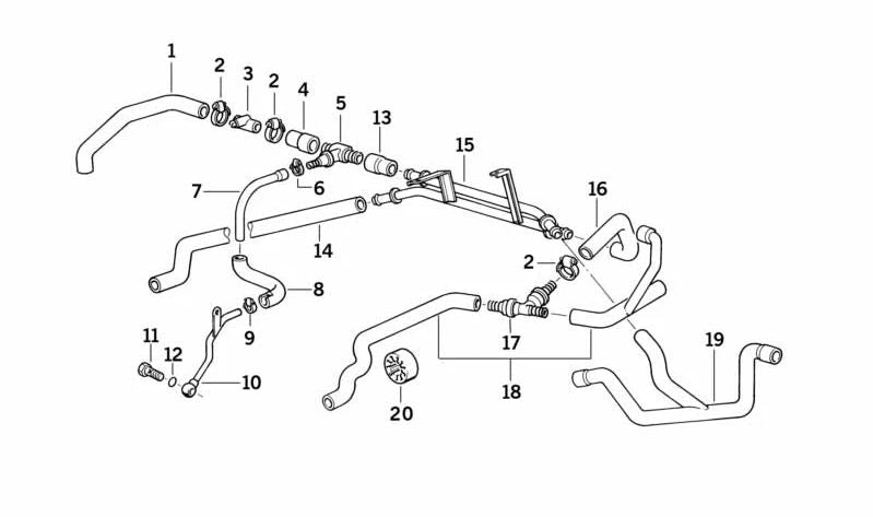 Manguera para BMW Serie 5 E34 (OEM 64211389441). Original BMW.