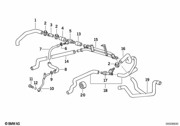 Tubo de alimentación para BMW Serie 5 E34, Serie 7 E32 (OEM 64121388247). Original BMW.