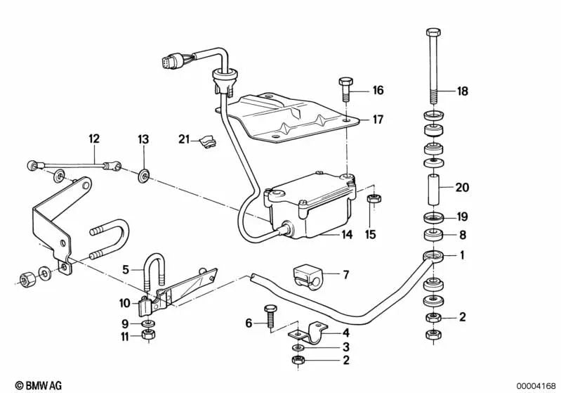 Soporte de Goma del Estabilizador para BMW Serie 5 E12, Serie 6 E24, Serie 7 E23 (OEM 31352654111). Original BMW