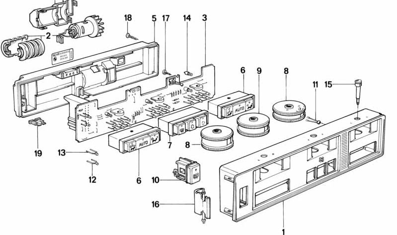 Automatic Climate Control Panel for BMW E34, E32 (OEM 64119061884). Original BMW