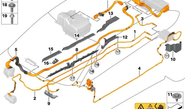 Cable HV para BMW Serie 2 F45, F45N (OEM 61127935190). Original BMW