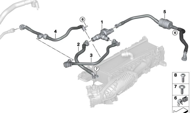 Conducto de ventilación del tanque con resonador para BMW X6 G06N (OEM 13909456000). Original BMW