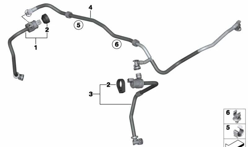 Válvula de ventilación del tanque con conducto para BMW Serie 5 F10, Serie 6 F06, F12, F13 (OEM 13907847244). Original BMW