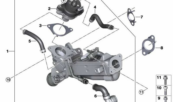 Enfriador de gases de escape para BMW X5 G05 (OEM 11718588880). Original BMW