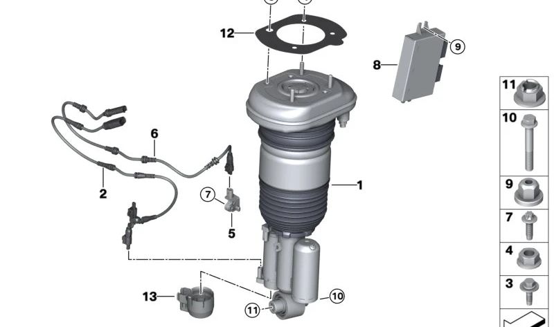 Pneumatischer Stoßdämpfer hinten links für BMW Serie 6 G32 (OEM 37106872967). Original BMW