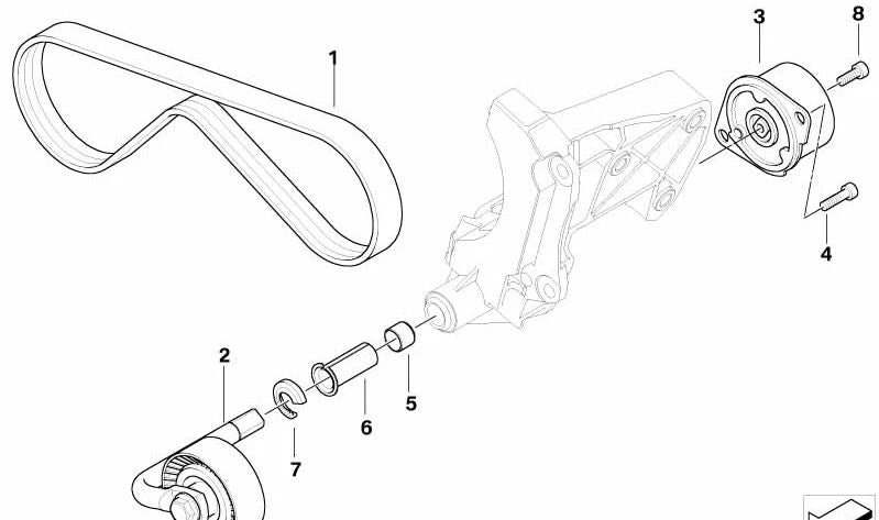 Palanca tensora para BMW Serie 3 E46, Serie 5 E60, E61, Serie 7 E65, X3 E83, X5 E53 (OEM 64557786706). Original BMW.