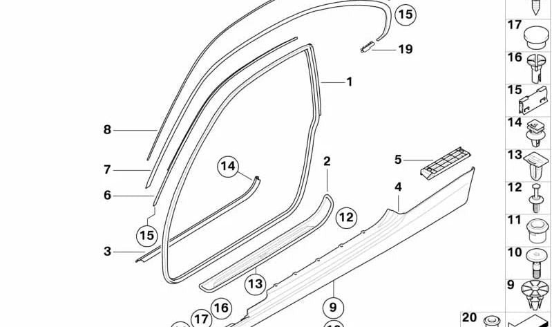 Marco del techo izquierdo OEM 51767119081 para BMW E92 (todas las versiones). Original BMW.