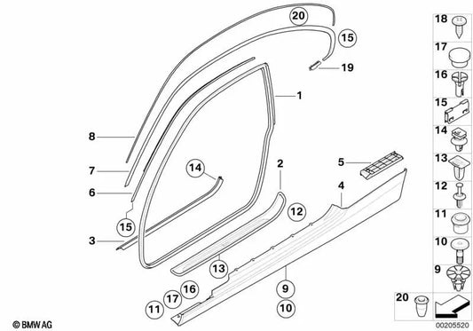 Dachrahmenleiste rechts für BMW E92, E92N (OEM 51767173560). Original BMW