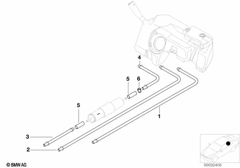 Tubería de retorno de combustible para varios modelos/series de BMW (OEM 16121184467). Original BMW.