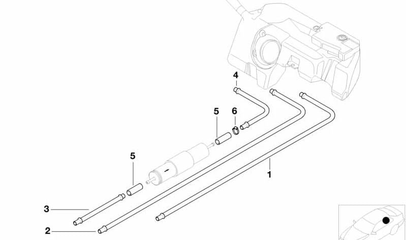 Front fuel line for BMW (OEM 16122228255). Original BMW