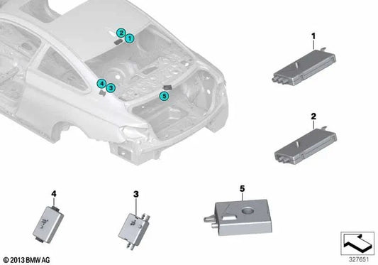 AM/FM-Antennenverstärker für BMW F22, F87, F30, F34, F80, F32, F36, F82 (OEM 65209231179). Original BMW