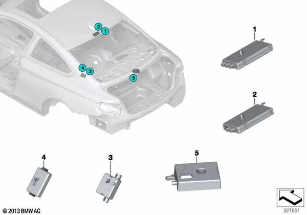 Amplificador de antena AM/FM para BMW F22, F87, F30, F34, F80, F32, F36, F82 (OEM 65209231179). Original BMW