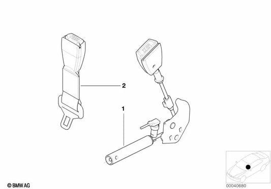 Cinturón inferior con tensor derecho para BMW E39, E38 (OEM 72118261086). Original BMW.