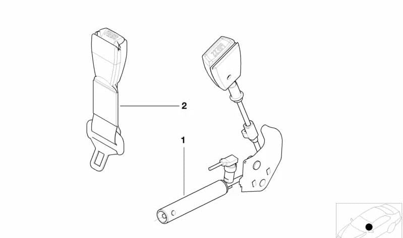 Correa inferior con tensor de cinturón derecho para BMW Serie 5 E39, Serie 7 E38 (OEM 72118257798). Original BMW.