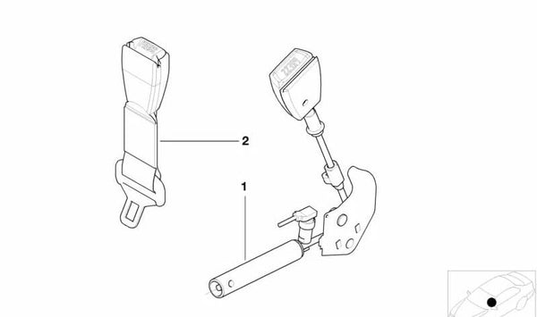 Correa inferior con tensador de cinturón derecho para BMW E39, E38 (OEM 72118240046). Original BMW.