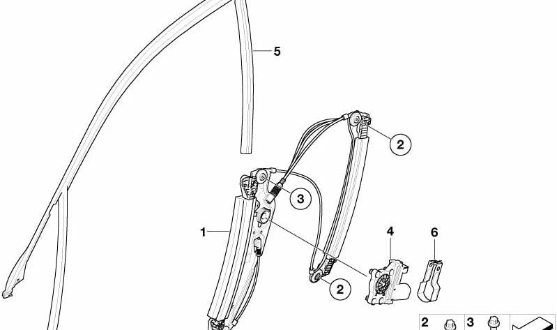 Elektrischer Fensterheber vorne rechts für BMW E65, E66 (OEM 51337202480). Original BMW