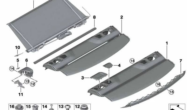 Soporte izquierdo OEM 51437302965 para BMW (Modelos compatibles: F32, F82). Original BMW.