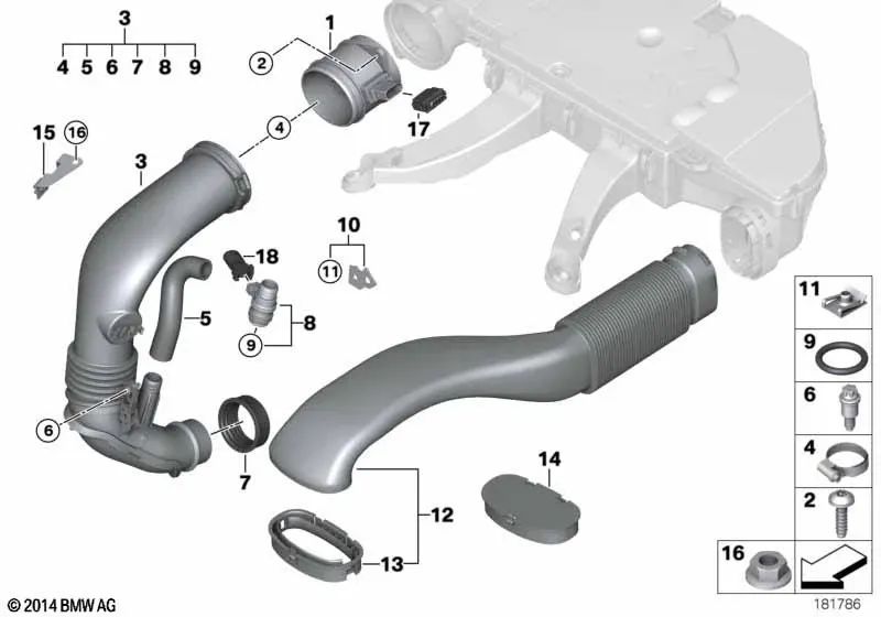 Ansaugstutzen for BMW X5 E70, E70N, X6 E71 (OEM 13717548891). Genuine BMW.