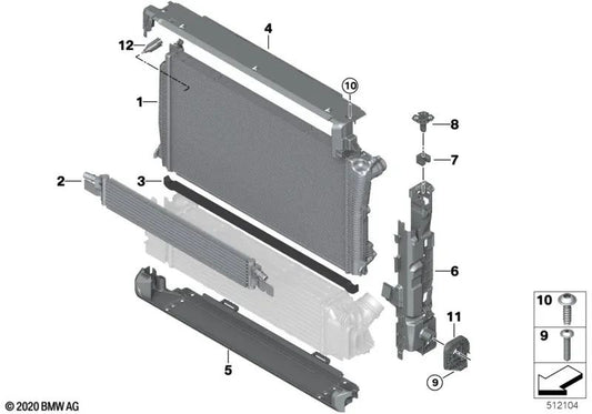 Refrigerador de aceite de transmisión para BMW G42 Serie 2, G20,G20N,G21,G21N,G28,G28N Serie 3, G22,G22N,G23,G23N,G26,G26N Serie 4 (OEM 17218679837). Original BMW