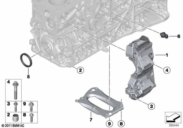 Soporte de agregados para BMW Serie 1 F20, F20N, F21, F21N, Serie 2 F22, Serie 3 E90N, E91N, E92N, E93N, F30, F30N, F31, F31N, F34, F34N, Serie 4 F32, F32N, F33, F33N, F36, F36N, Serie 5 F07, F10, F11, Serie 6 F06, F12, F13, Serie 7 F01N, F02N, X1 E84, X3