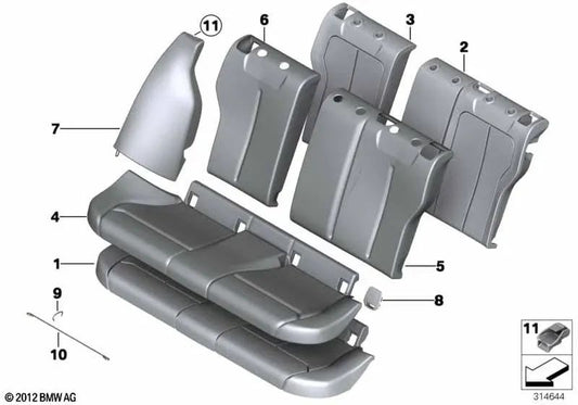 Revestimiento Respaldo Cuero Sintético Derecho para BMW Serie 1 F20, F20N (OEM 52207326756). Original BMW