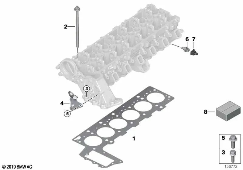 Junta de culata sin amianto para BMW E46, E60, E61, E65, E83, E53 (OEM 11127788587). Original BMW.