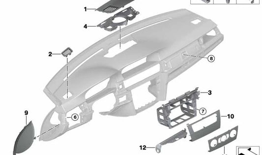 Embellecedor exterior derecho del salpicadero OEM 51457143604 para BMW E90, E91, E92, E93. Original BMW.