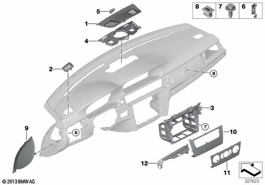 Deflector desempañador de ventana lateral derecho para BMW Serie 3 E90, E91, E92, E93 (OEM 64227123732). Original BMW.