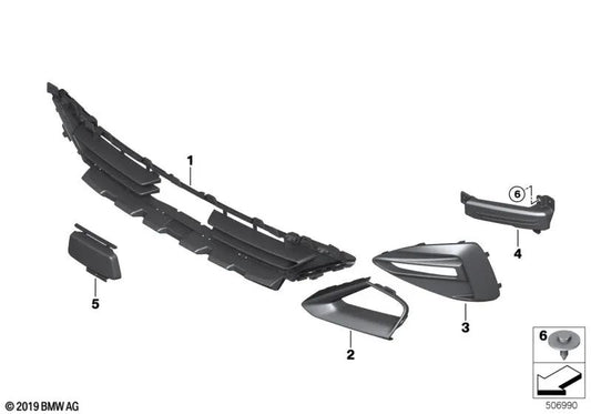 Cubierta de toma de aire derecha para BMW Serie 2 F44 (OEM 51117496968). Original BMW