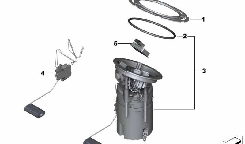 Antriebseinheit mit rechtem Niveausensor für BMW X3 F25 (OEM 16117314805). Original BMW