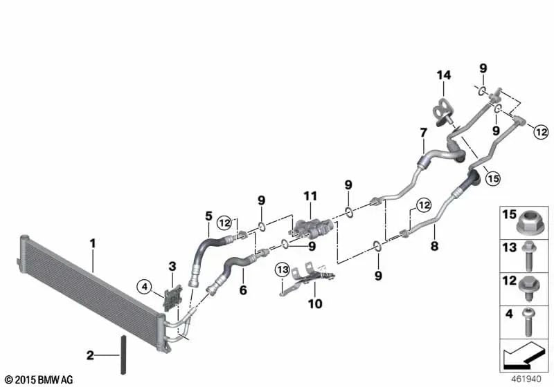 Conductor de Refrigerante de Aceite de Transmisión de Retorno Delantero para BMW F90, G30, G11, G12 (OEM 17228602303). Original BMW.