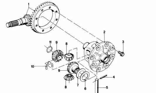 Gear conico differenziale OEM 33131204990 per BMW E21. BMW originale.