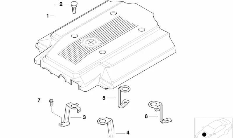 Capó de insonorización para BMW E38 (OEM 11611435457). Original BMW.