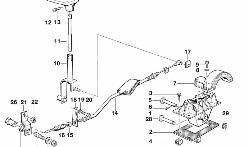 Cable selector de marchas OEM 25161218926 para BMW E32. Original BMW.